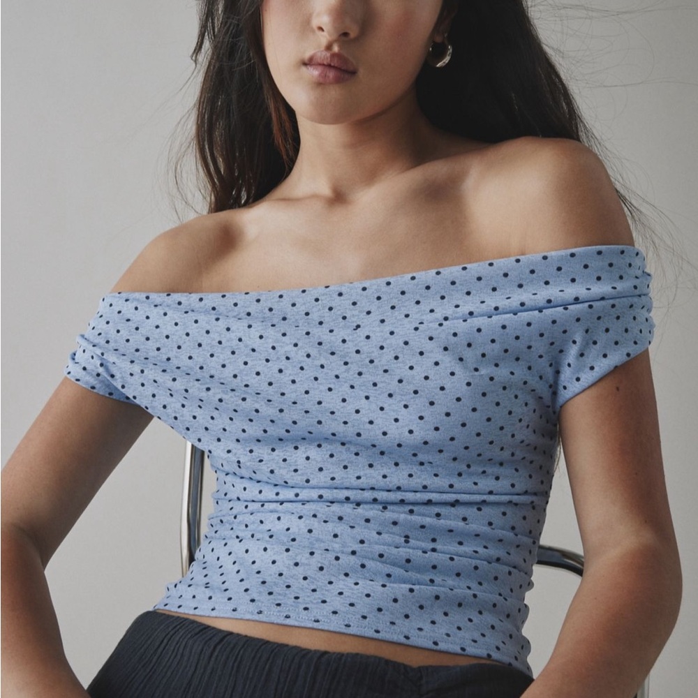 Urban Outfitters Fia Mesh Off the Shoulder crop top